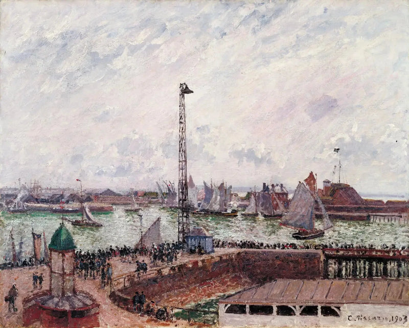 Ansa de los pilotos, Le Havre, mañana, tiempo gris, brumoso - Camille Pissarro