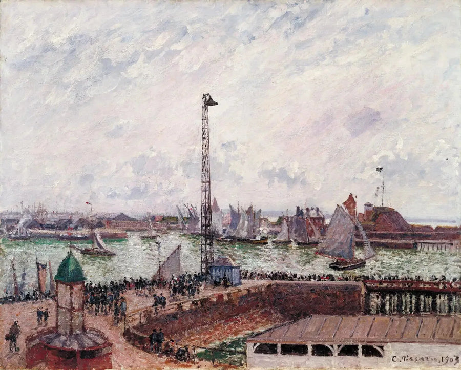 Ansa de los pilotos, Le Havre, mañana, tiempo gris, brumoso - Camille Pissarro