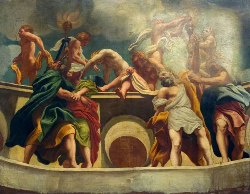 Apóstoles y ángeles en la Asunción (copia de la frescura de la cúpula de la catedral de Parma) - Antonio da Correggio