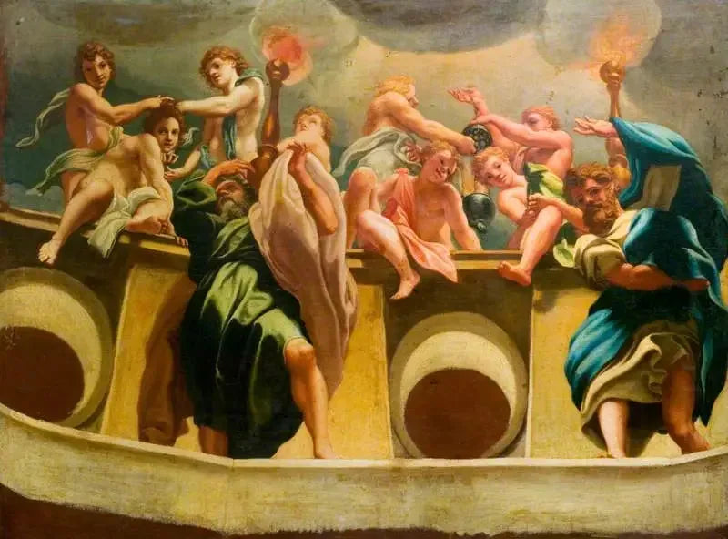 Apóstoles y ángeles en la Asunción (copia de la frescura de la cúpula de la catedral de Parma) - Antonio da Correggio