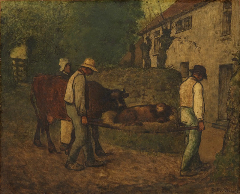 Aporte a la casa del ternero nacido en los campos - Jean-François Millet