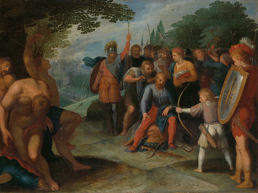 Après la chute de Vetera, Claudius Civilis se fait couper les cheveux, tandis que son fils tue des prisonniers - Otto van Veen