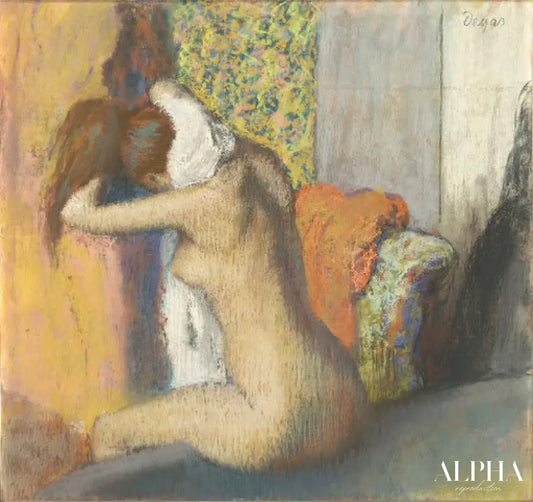 Après le bain, femme nue s'essuyant la nuque - Edgar Degas - Reproductions de tableaux et peintures haut de gamme