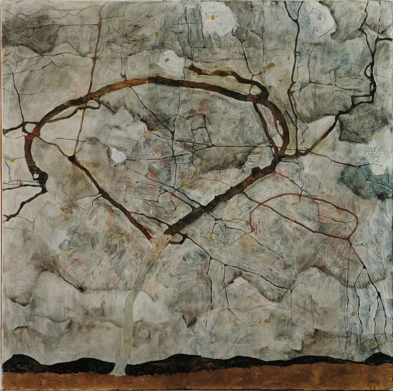 Árbol de otoño en el aire agitado (árbol de invierno) - Egon Schiele