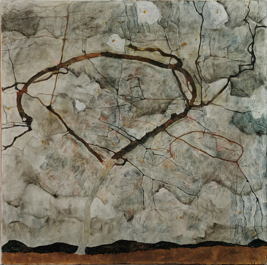 Árbol de otoño en el aire agitado (árbol de invierno) - Egon Schiele