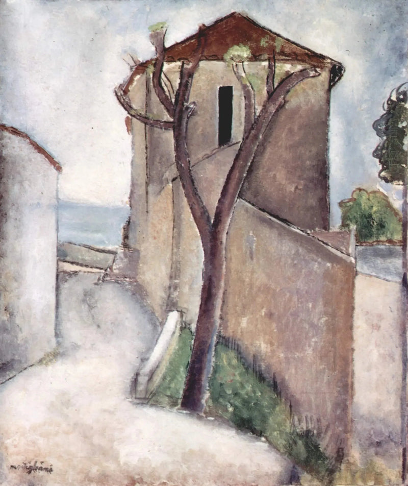 Árbol y casa - Amedeo Modigliani