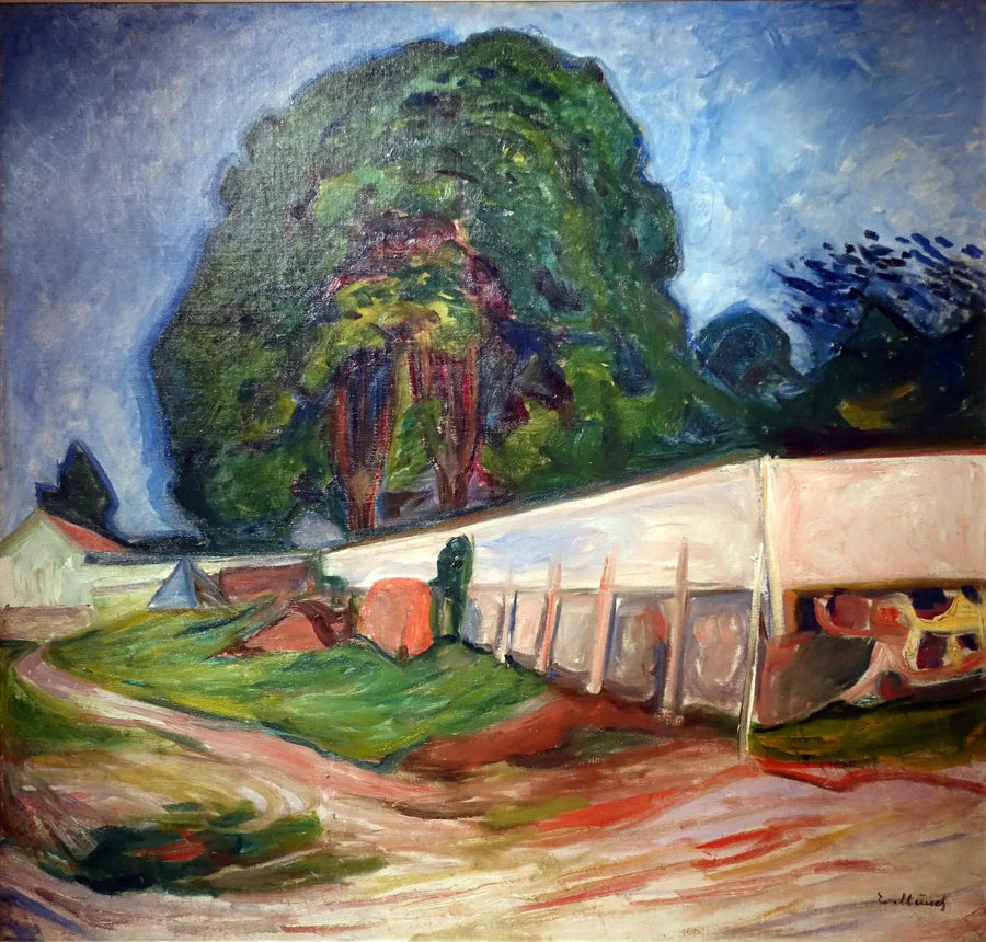 Árbol y muro de jardín en Åsgårdstrand - Edvard Munch