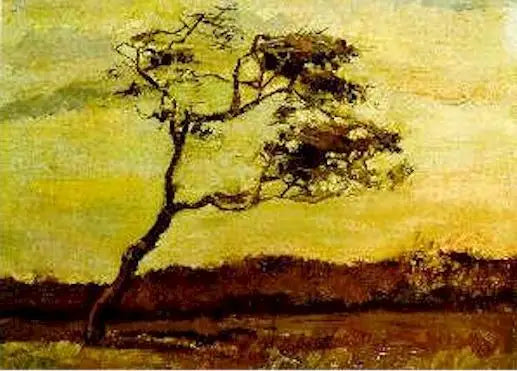 Reproduction du tableau « Arbre fouetté par le vent - Vincent van Gogh » par Alpha Reproduction en peinture à l’huile