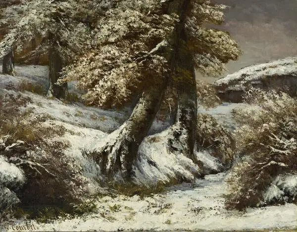 Árboles en la nieve - Gustave Courbet