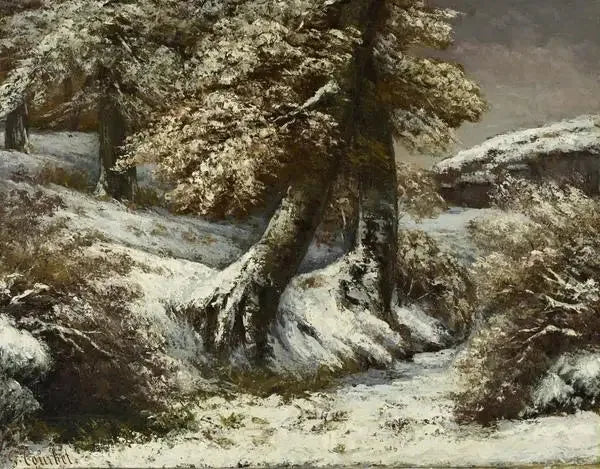 Árboles en la nieve - Gustave Courbet