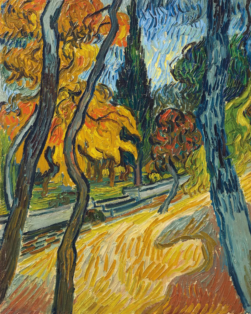 Árboles en el jardín del asilo - Vincent van Gogh