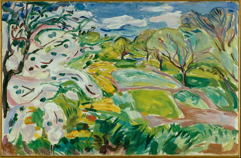 Árboles frutales en flor en el viento - Edvard Munch