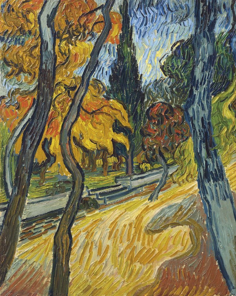 Árboles en el jardín del asilo - Vincent van Gogh