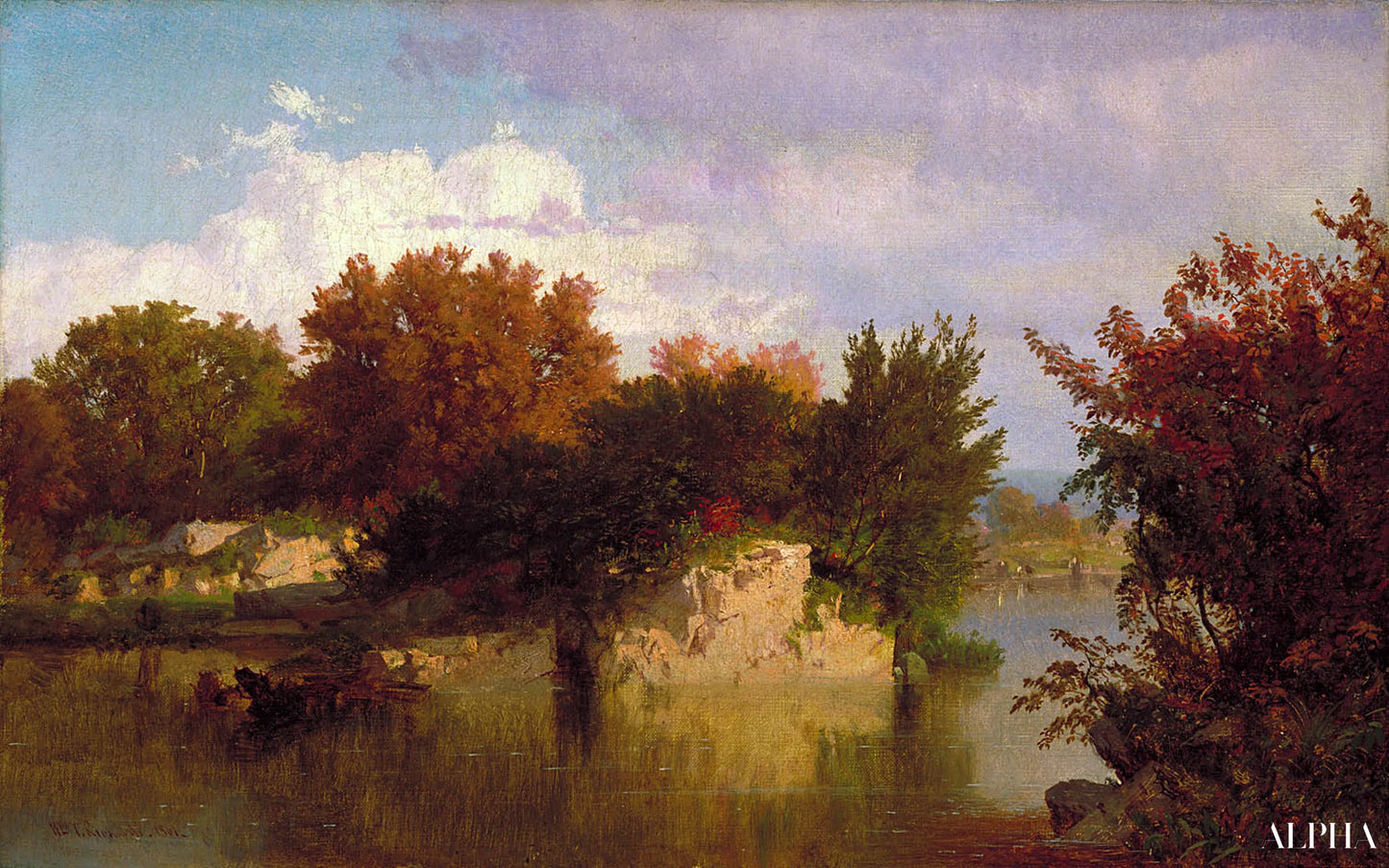 Arbres le long d'un ruisseau en automne - William Trost Richards - Reproductions de tableaux et peintures haut de gamme
