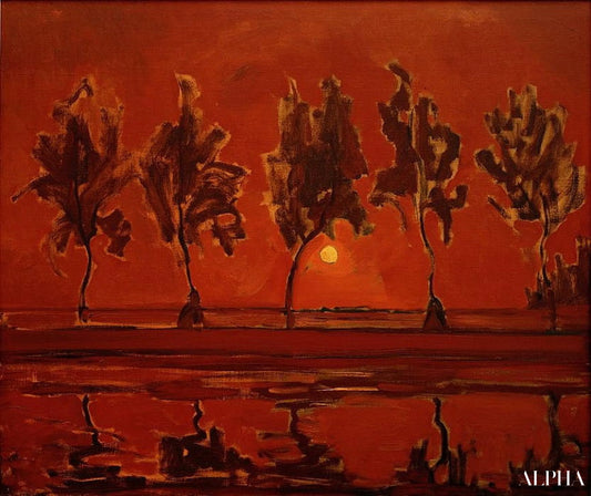 Arbres sur le lever de lune de Gein - Mondrian - Reproductions de tableaux et peintures haut de gamme