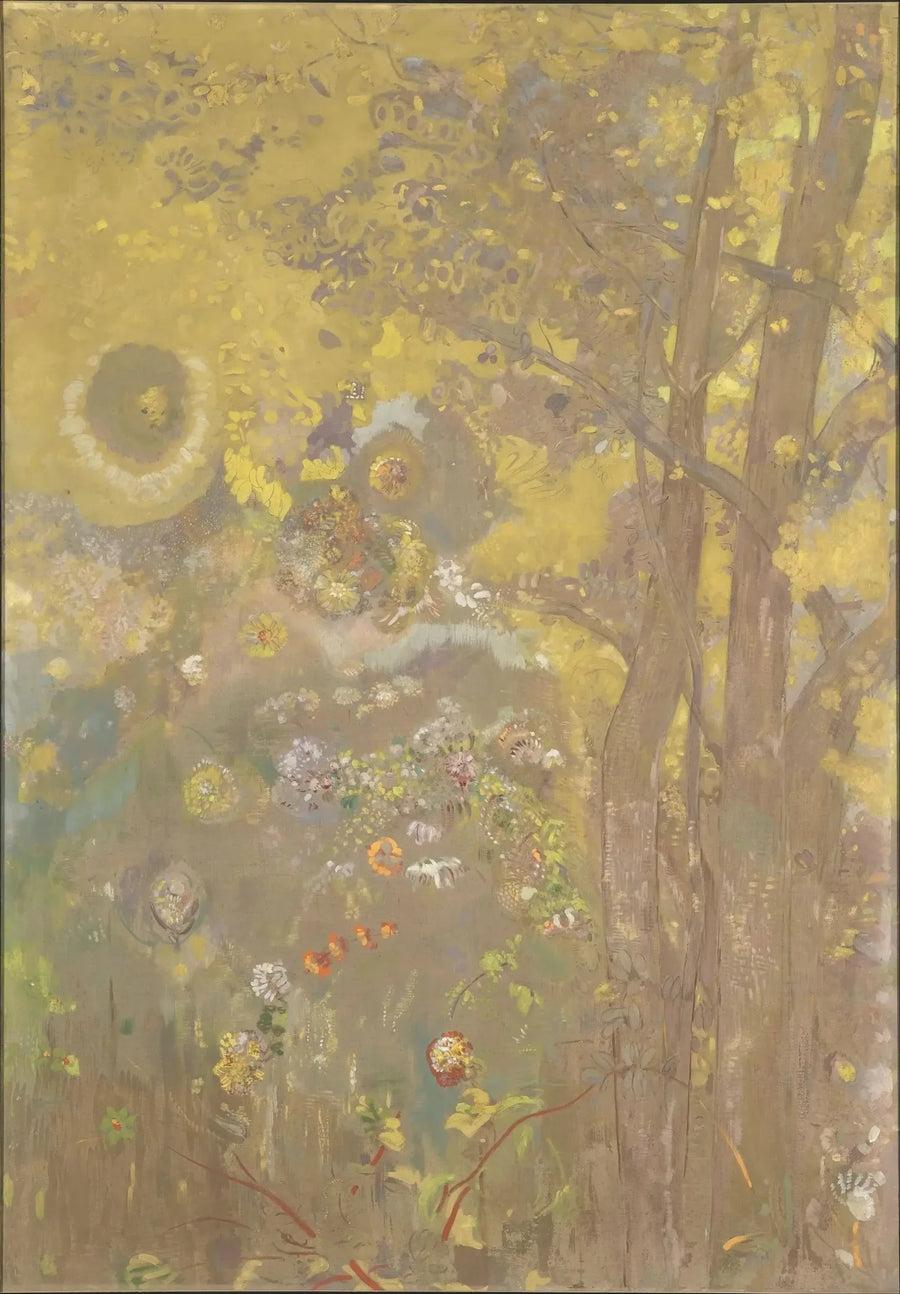 Árboles sobre un fondo amarillo - Odilon Redon