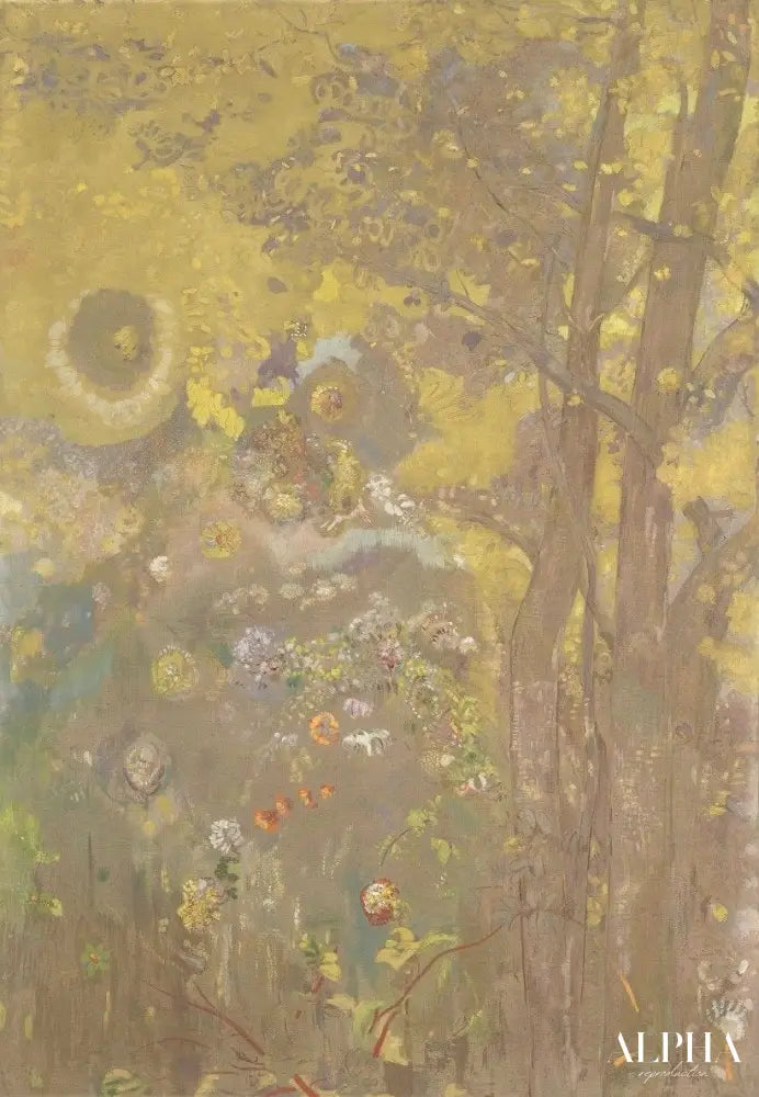 Arbres sur un fond jaune - Odilon redon - Reproductions de tableaux et peintures haut de gamme