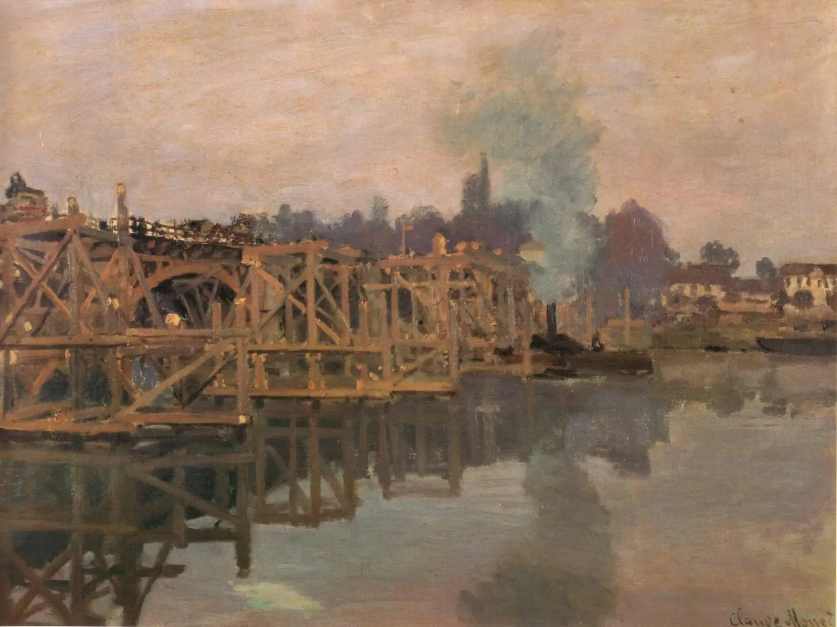 Argenteuil, le pont en réparation - Claude Monet image 1 copie de tableau peinte à la main