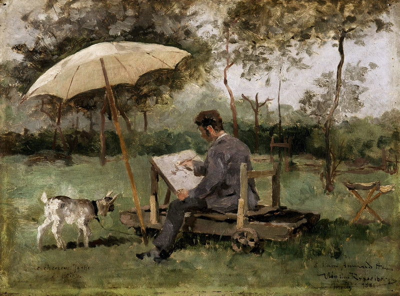 Armand Heins pintando al aire libre - Theo van Rysselberghe