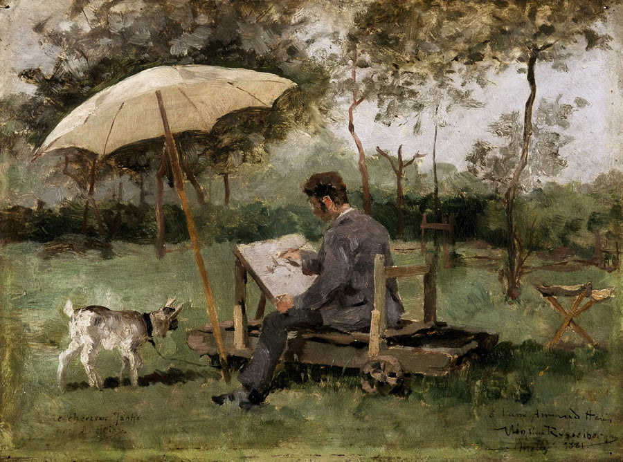 Armand Heins pintando al aire libre - Theo van Rysselberghe