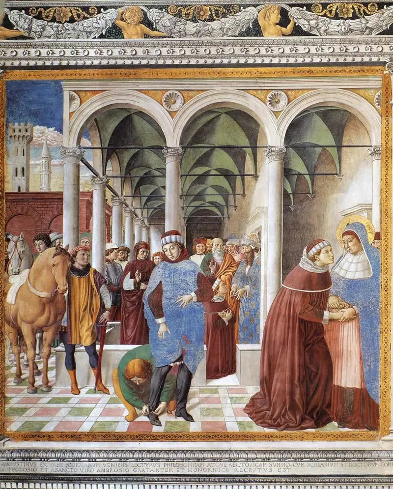 Llegada de san Agustín a Milán (escena 8, muro norte) - Benozzo Gozzoli