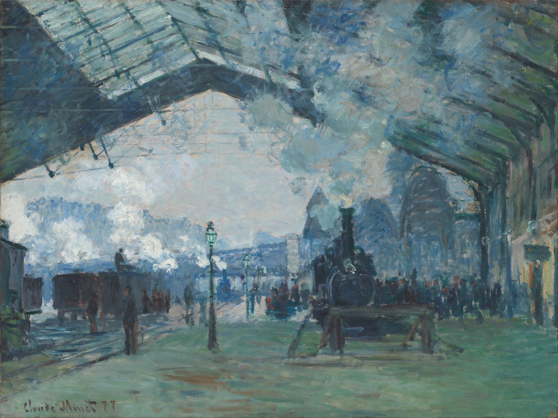 Arrivée du train de Normandie, gare Saint-Lazare W440 par Claude Monet, 1877, Art Institute of Chicago