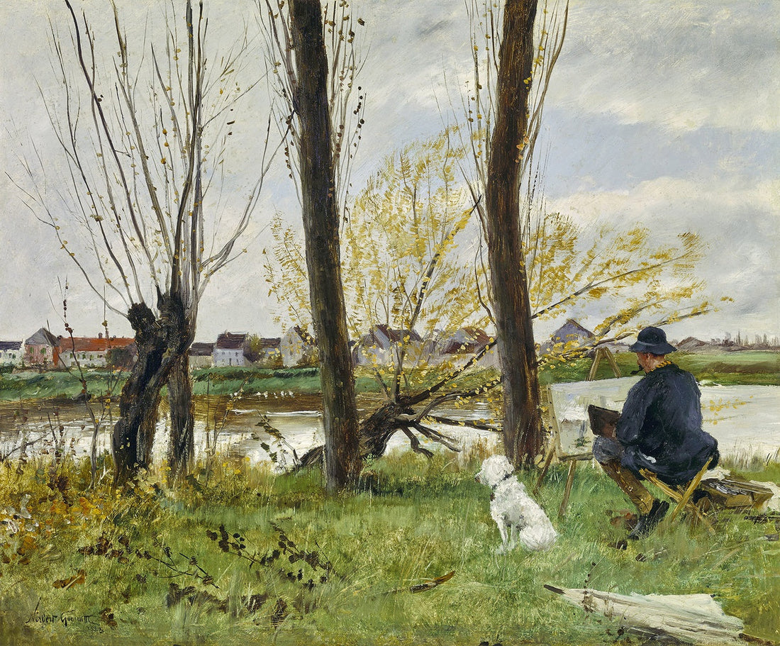 Artista dibujando en las orillas del Oise - Norbert Gœneutte