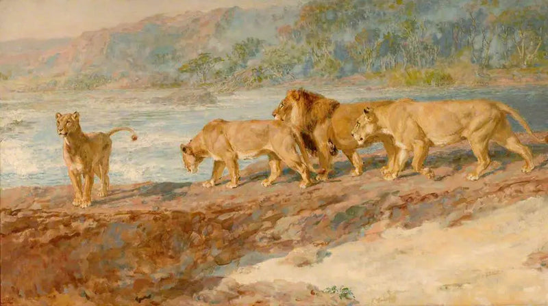 A orillas de un río africano - Briton Rivière