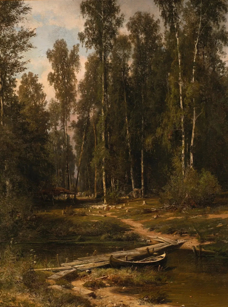 Al borde de una arboleda (Puente hacia un sitio de explotación forestal) - Ivan Chichkine