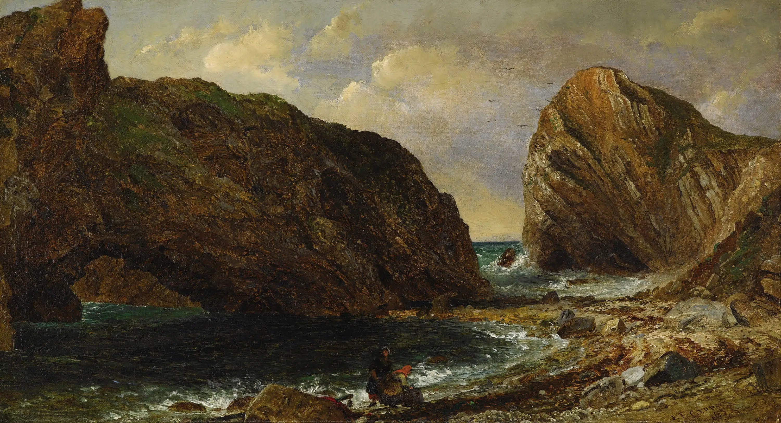 Au bord de la mer, Lulworth - Jasper Francis Cropsey image 1 reproduction de peinture à l’huile