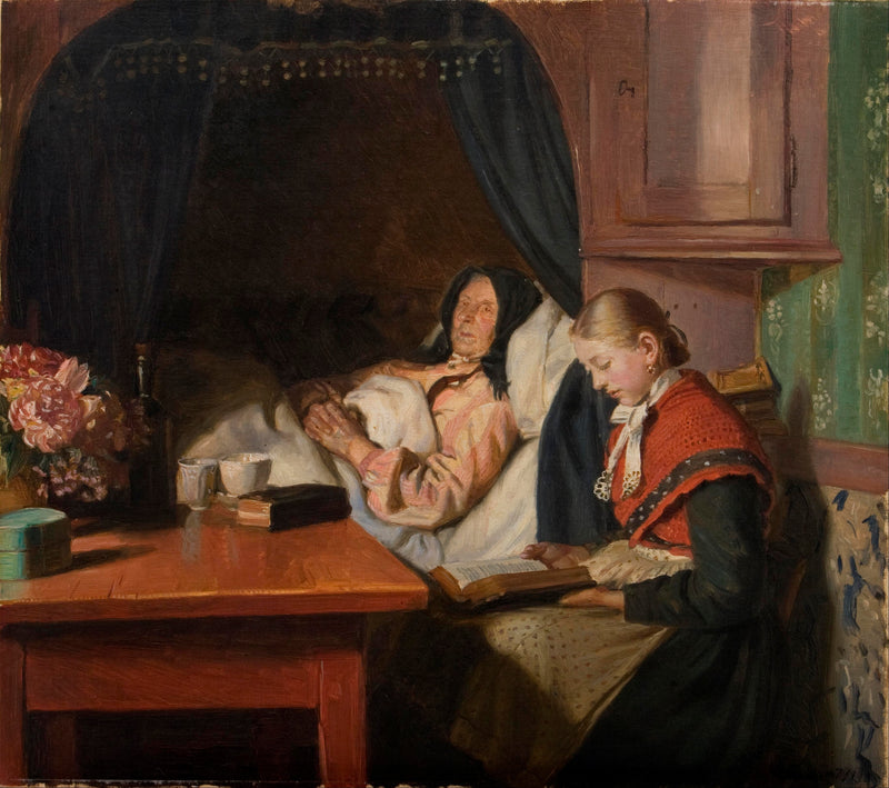 Junto a la cama de un enfermo - Michael Peter Ancher