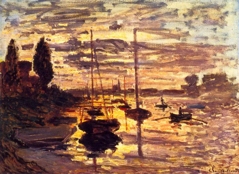 En Petit-Gennevilliers, puesta de sol - Claude Monet
