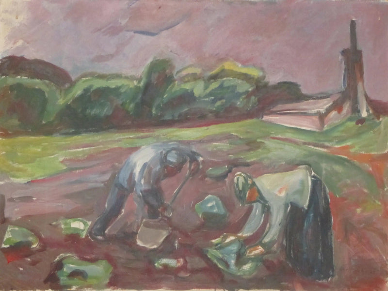 En el trabajo cerca del invernadero - Edvard Munch
