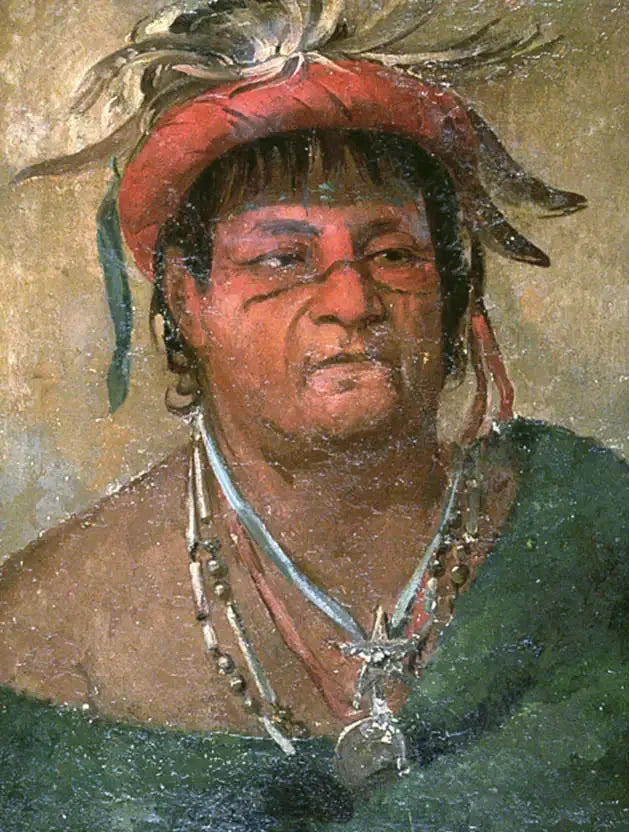Aúh-ka-nah-paw-wáh, Tierra de pie, un viejo y valiente guerrero - George Catlin