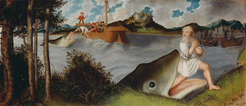 Retablo de la Magdalena: Jonas y la ballena [prédelle] - Lucas Cranach el Viejo