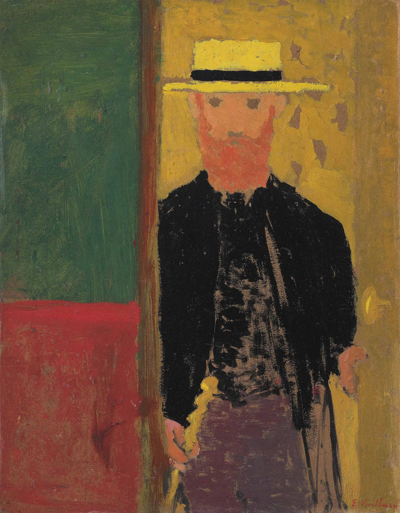 Autorretrato con bastón y sombrero de paja - Édouard Vuillard