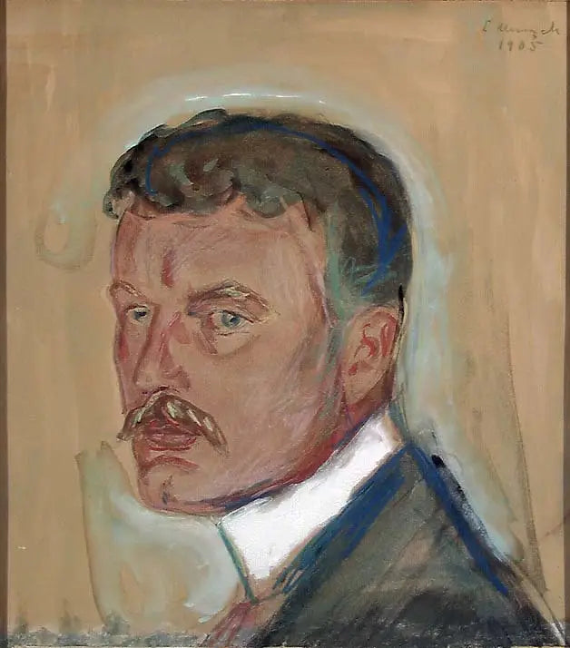 Autorretrato con bigote y cuello almidonado - Edvard Munch