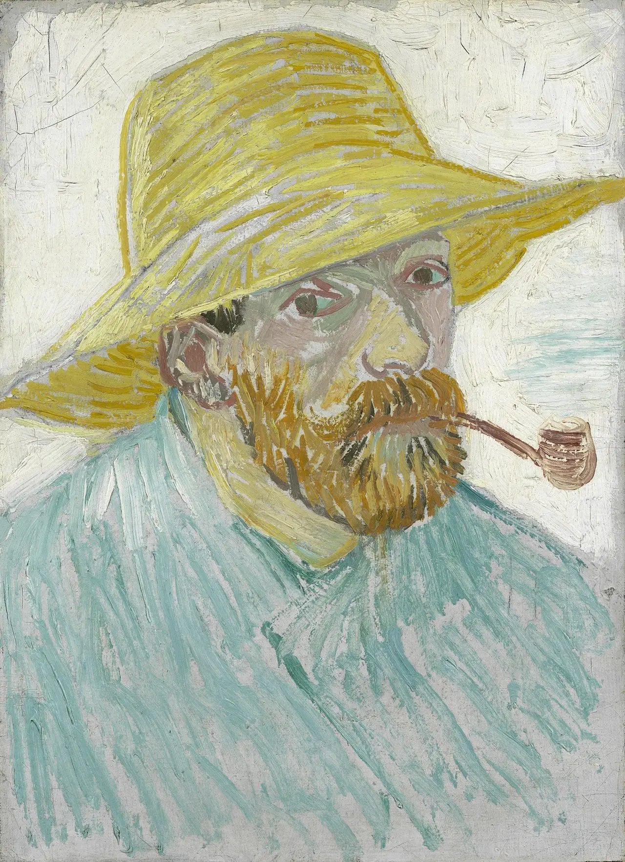 Reproduction du tableau « Autoportrait à la pipe et au chapeau de paille - Vincent van Gogh » par Alpha Reproduction en peinture à l’huile