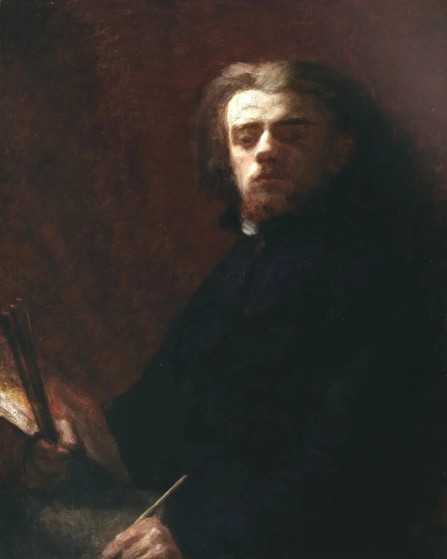 Autorretrato sentado, paleta en mano" - Henri Fantin-Latour