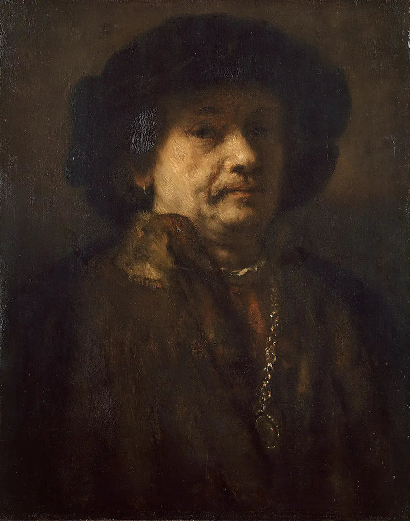 Autorretrato con boina negra y cadena de oro - Rembrandt