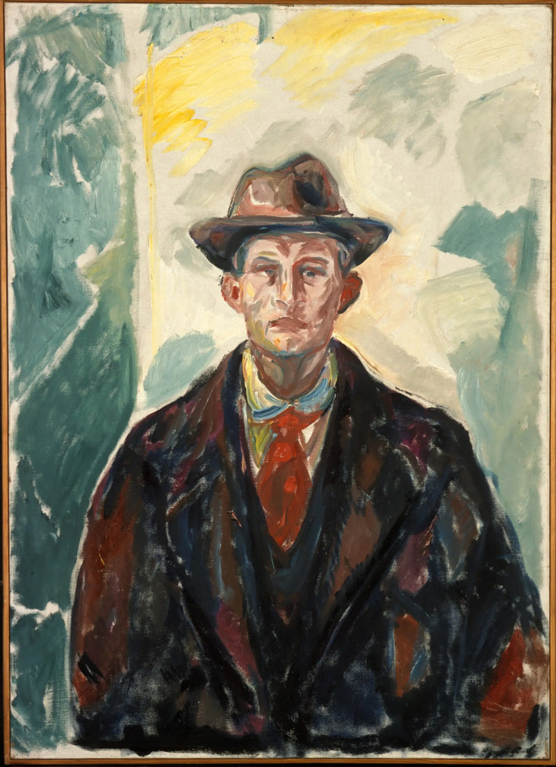 Autorretrato con sombrero y corbata roja - Edvard Munch