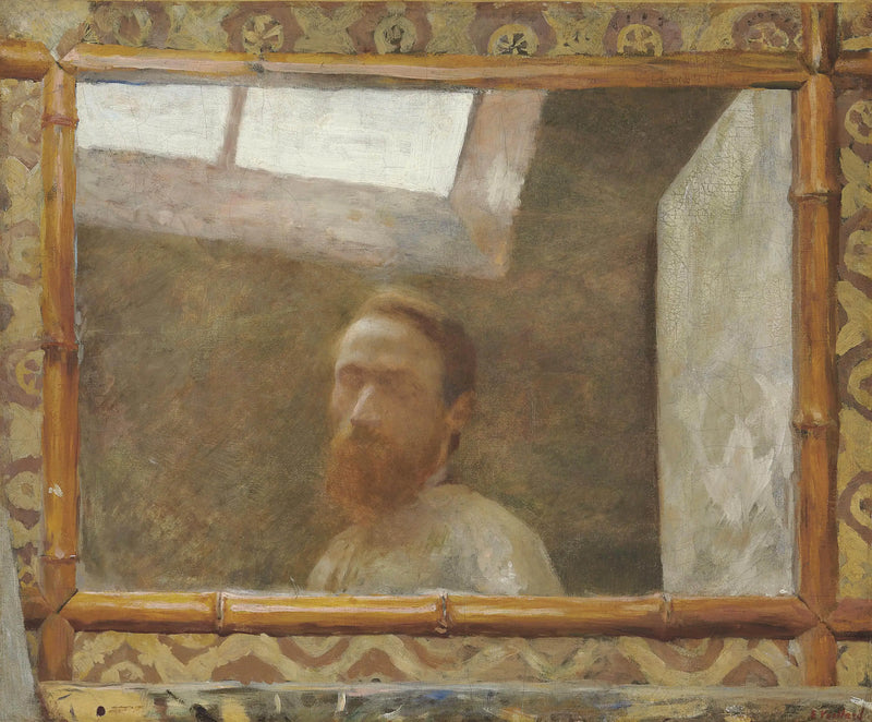 Autorretrato con espejo de bambú - Édouard Vuillard