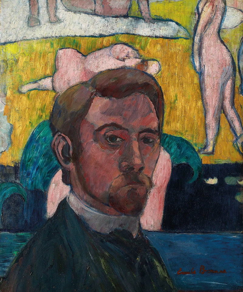 Autorretrato con la pintura « Baigneuses à la vache rouge » - Émile Bernard