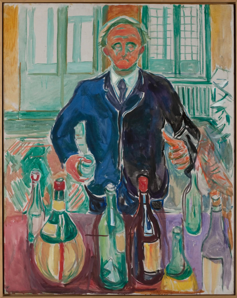 Autorretrato con botellas - Edvard Munch