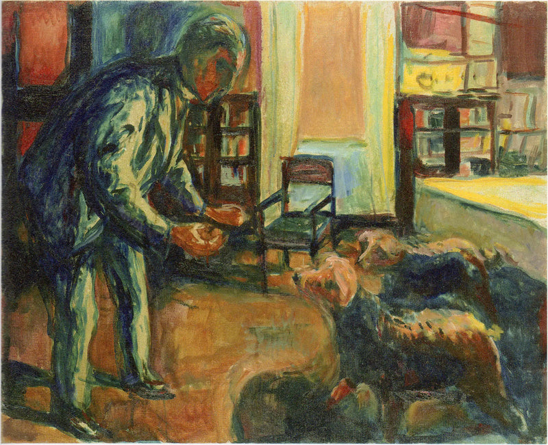Autorretrato con perros - Edvard Munch