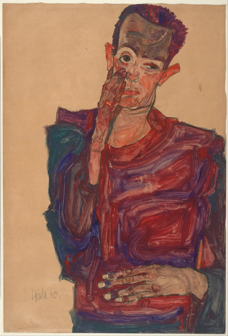 Autorretrato con el párpado caído - Egon Schiele