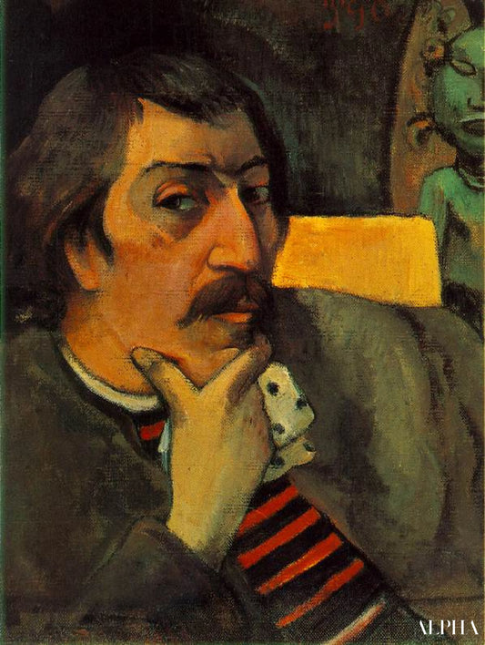 Autoportrait avec l'idole 1893 - Paul Gauguin - Reproductions de tableaux et peintures haut de gamme