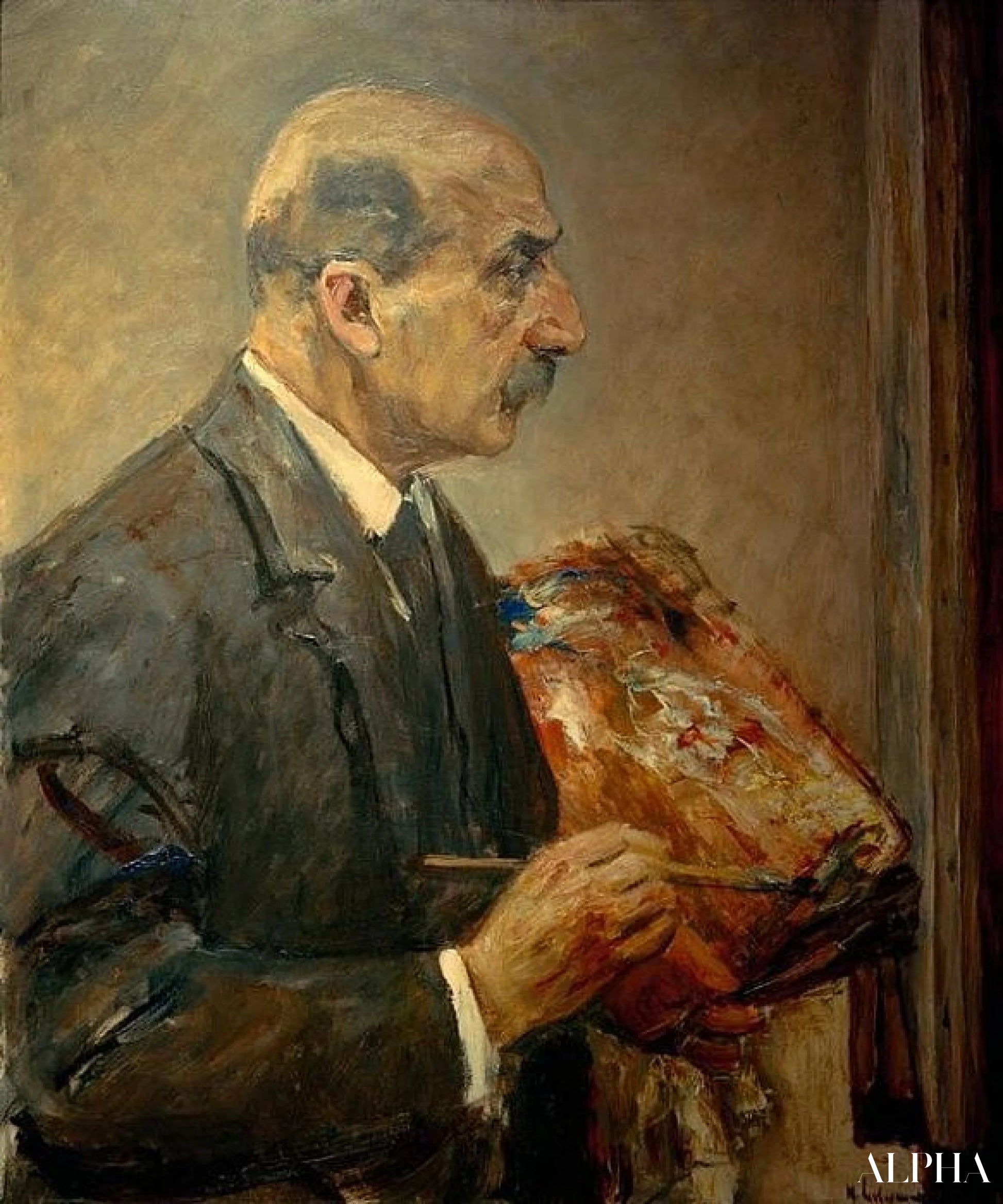 Autoportrait avec palette - Max Liebermann - Reproductions de tableaux et peintures haut de gamme