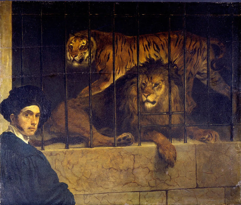 Autorretrato con un tigre y un león - Francesco Hayez
