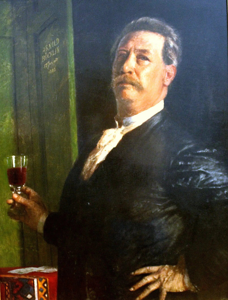 Autorretrato con una copa de vino - Arnold Böcklin